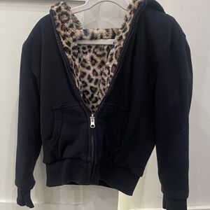 Butter Black Hoodie with Leopard Print Interior
